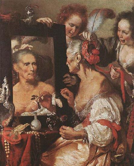 STROZZI, Bernardo Old Woman at the Mirror Spain oil painting art